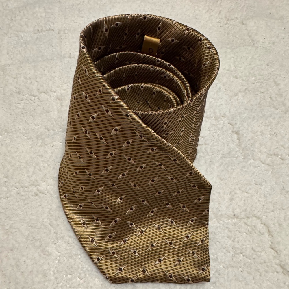 Donna Karan Gold and Brown Men's Tie - Picture 1 of 2